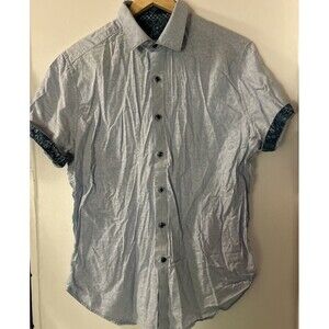 Robert Graham Men's L Classic Fit Short Sleeve Button DN Shirt Paisley Blue Line
